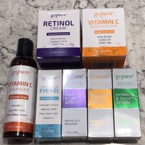 Go pure set:Vitamin C cleanser & moisturizer, Retinol, Eye gel and 3 serums NEW!